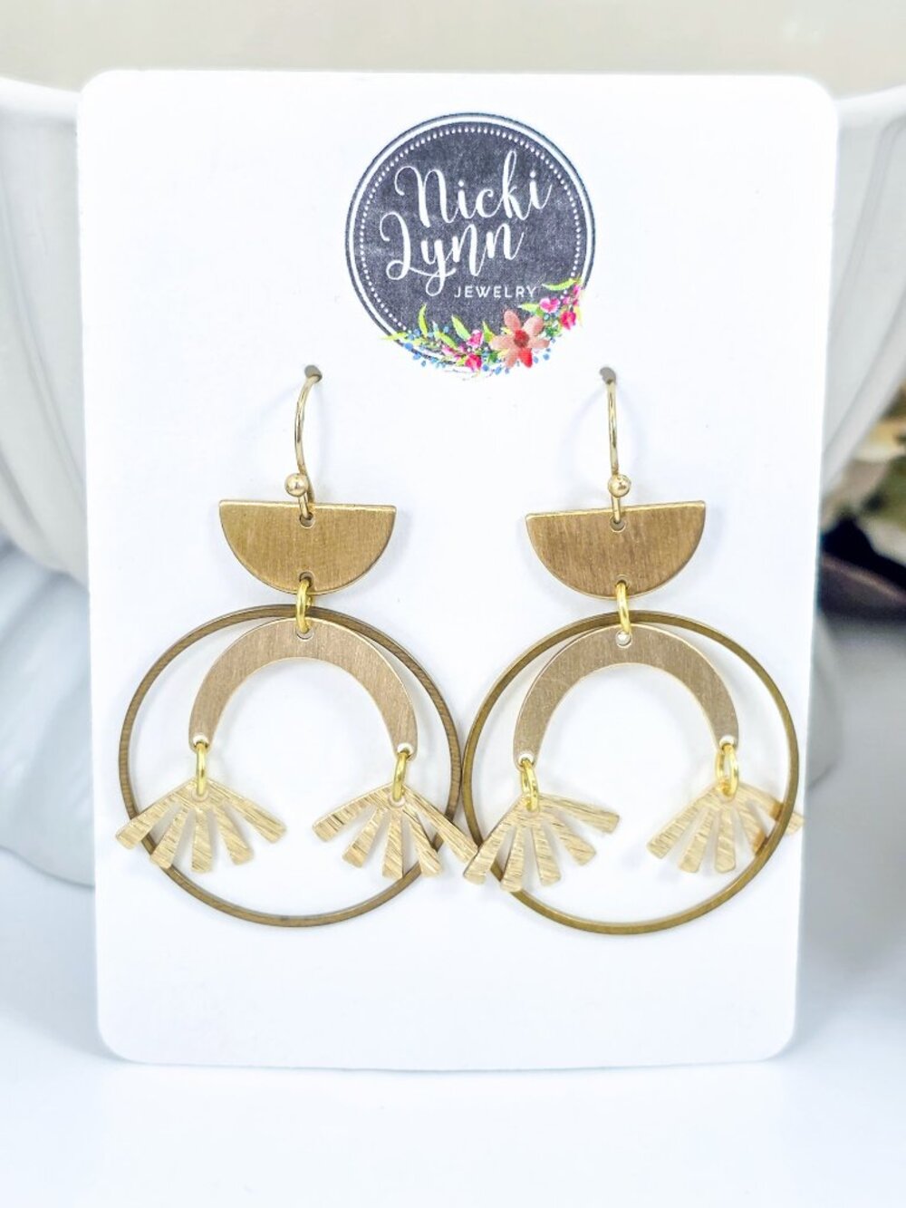 Modern Gold Brass Statement Earrings